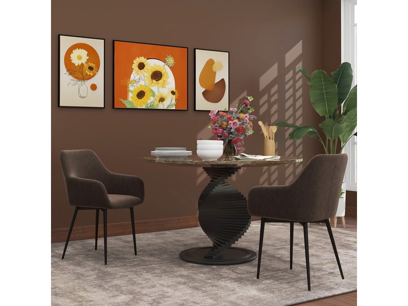  Lot de 2 chaises nordiques marron rembourrées avec accoudoirs courbés en tissu effet velours dimensions 54x57x80 cm  - Conforama D