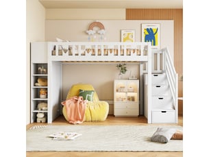 Lit mezzanine 90x200 cm <strong></strong> <strong></strong> coloris blanc