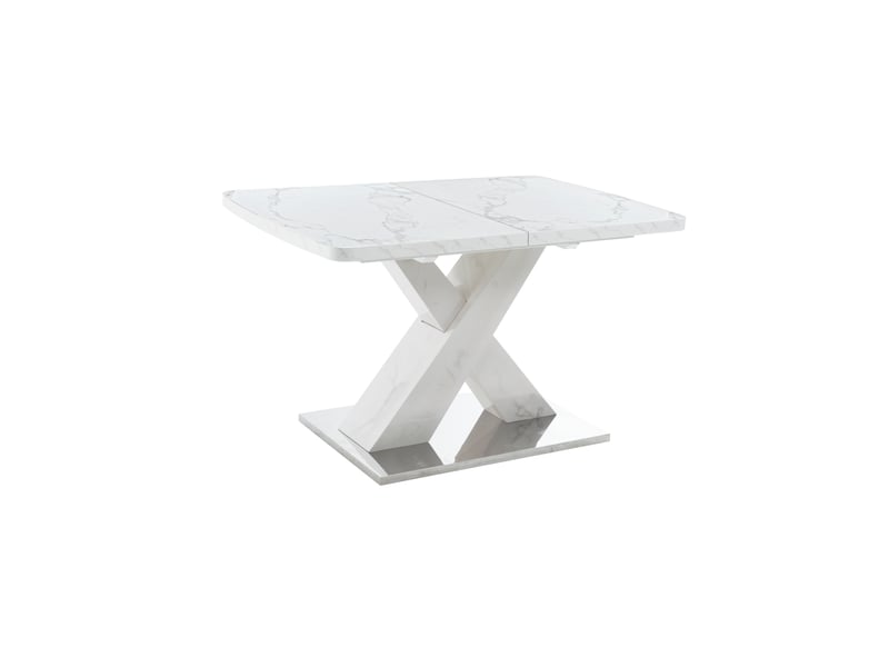  Table à manger rectangulaire extensible 120x160 cm en mdf et métal blanc  - Conforama A