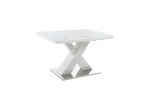 Table à manger rectangulaire extensible 120x160 cm en mdf et métal blanc