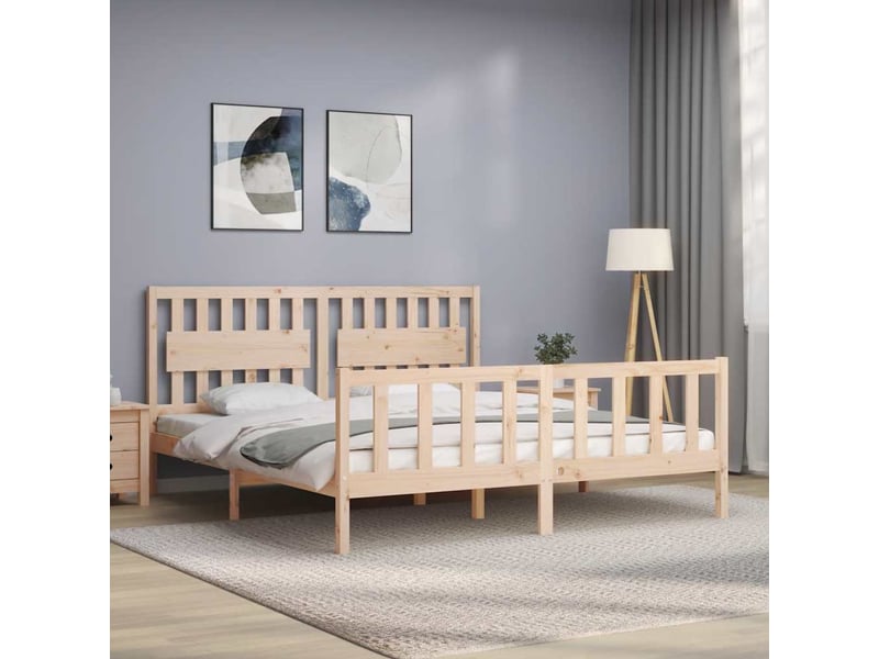 Lit double- lit adulte - cadre de lit sans matelas bois massif de pin - Conforama C