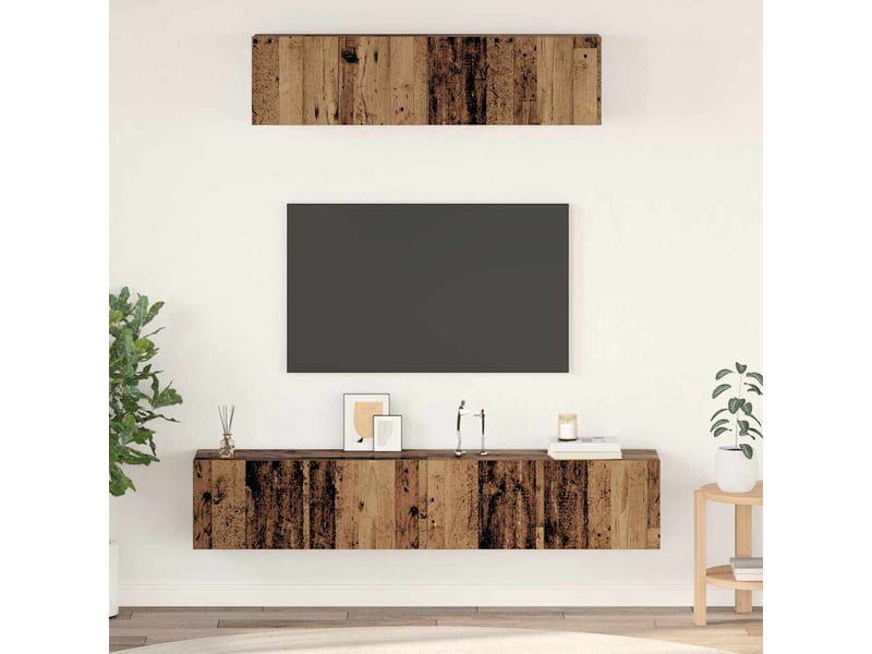  Ensemble meuble tv - banc tv - meuble de rangement 4 pcs bois ancien bois d'ingénierie  - Conforama B