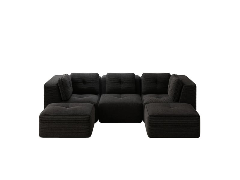  Canapé modulable 3 places en velours côtelé noir, sans montage  - Conforama A