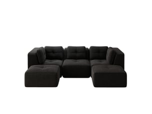 Canapé modulable 3 places en velours côtelé noir, sans montage
