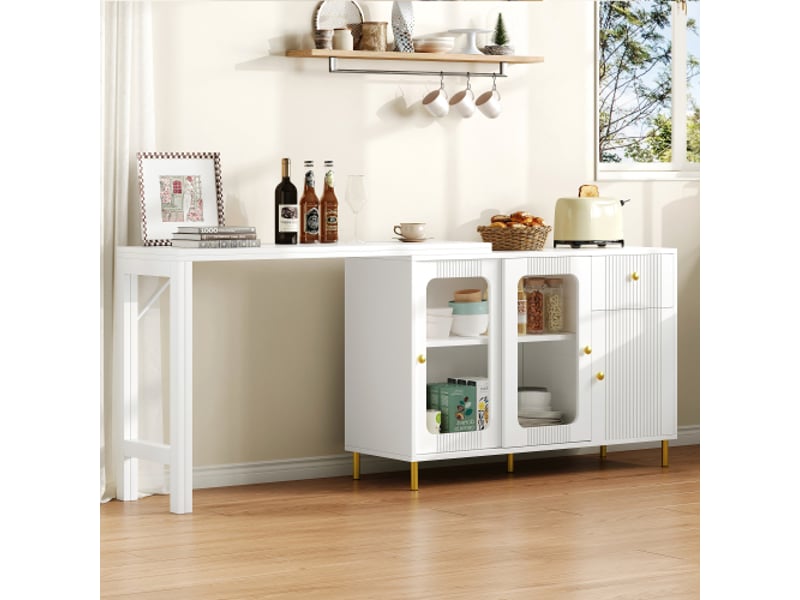  Table de bar blanc - 122cm mdf table de bar blanc - Conforama E