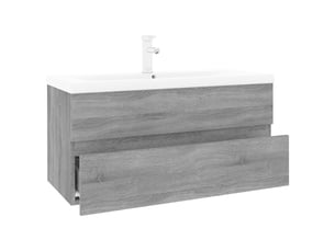 Meuble de lavabo avec bassin intégré sonoma gris bois d'ingénierie shl1988