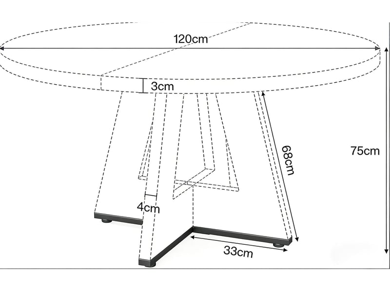  Table à manger ronde 120 cm style campagne bois naturel  - Conforama C