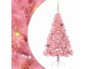 Sapin de noël artificiel, arbre de noël pré-éclairé rose 150 cm pvc shl1457