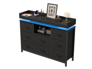 Commode 8 tiroir(s) BURSDANY coloris noir largeur 100 cm
