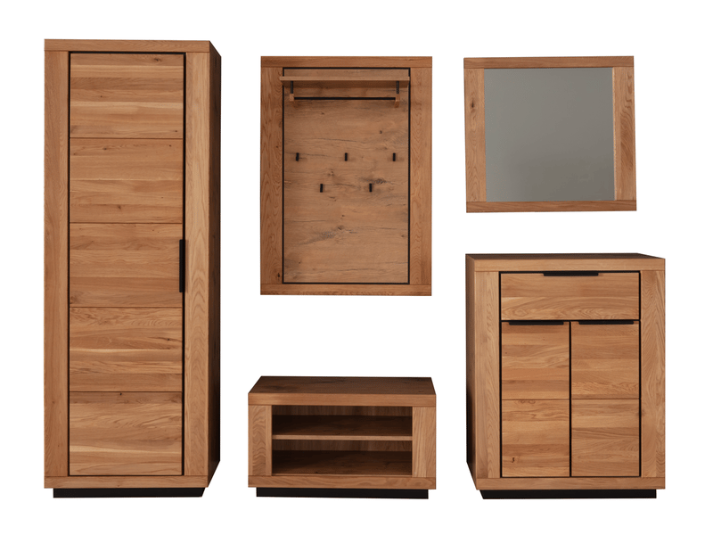  Ensemble de meubles d'entrée 5 pièces coloris chêne massif huilé  - Conforama A