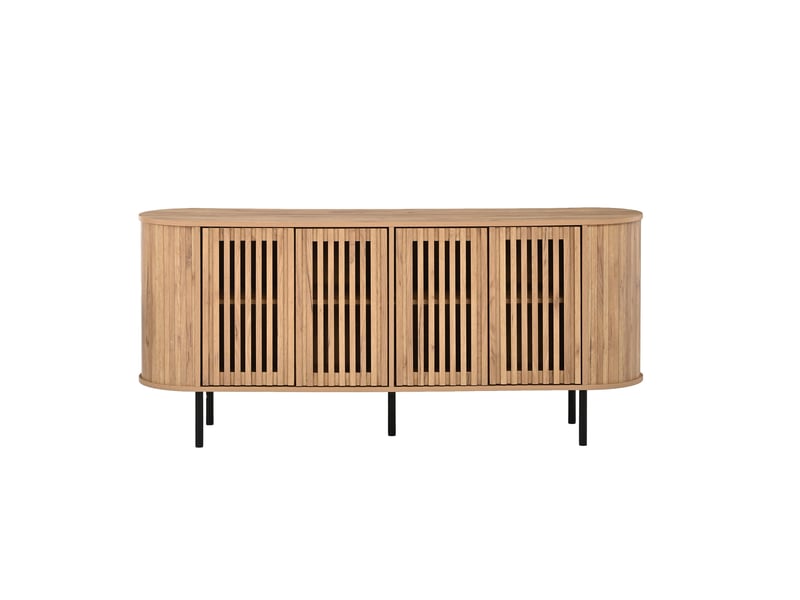  Buffet effet bois 4 portes cannées 160x40x70cm  - Conforama A