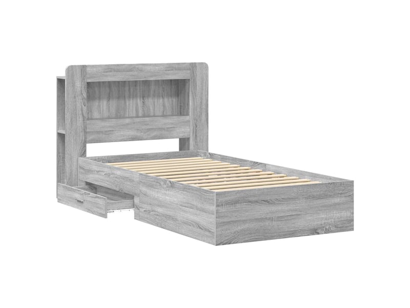  Lit simple- lit adulte -  cadre de lit avec rangement sonoma gris 90 x 200 cm  - Conforama B