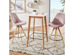 Table de bar 60x60x110 cm en chêne naturel et blanc