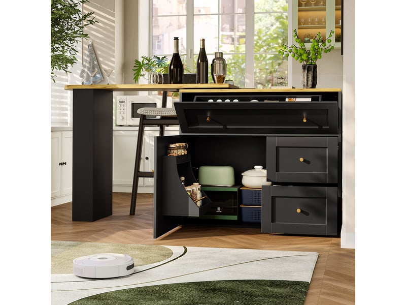  Table de bar noir - 204cm mdf et métal table de bar noir - Conforama D