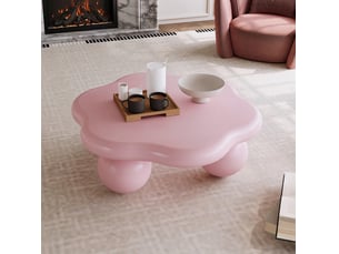 Table basse floral(e) coloris rose KOVIEA - 79 cmx79 cm