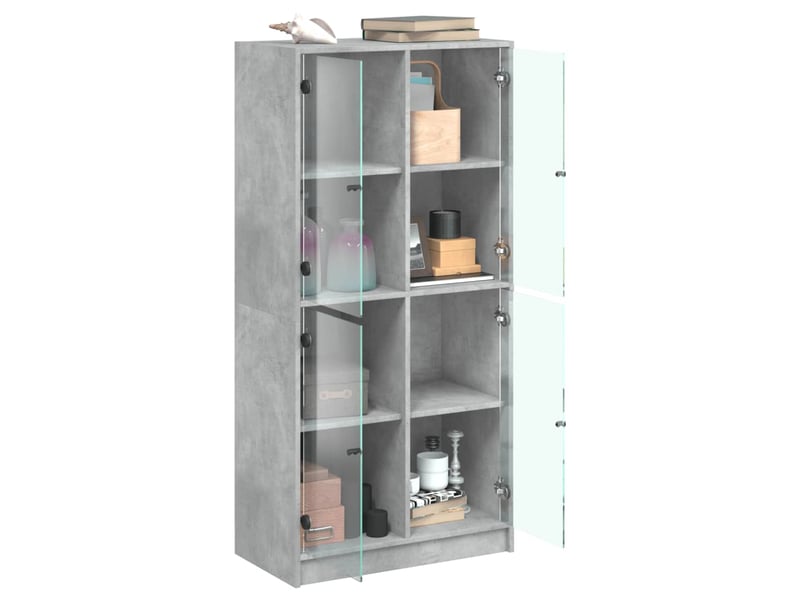  Buffet haut - bahut - meuble de rangement avec portes gris béton 68x37x142 cm bois ingénierie  - Conforama D