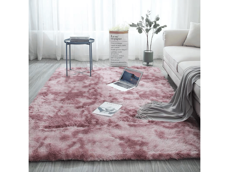  Tapis de salon rose, à poils longs, doux, en laine de soie antidérapante, mesurant 80 x 160 cm  - Conforama A