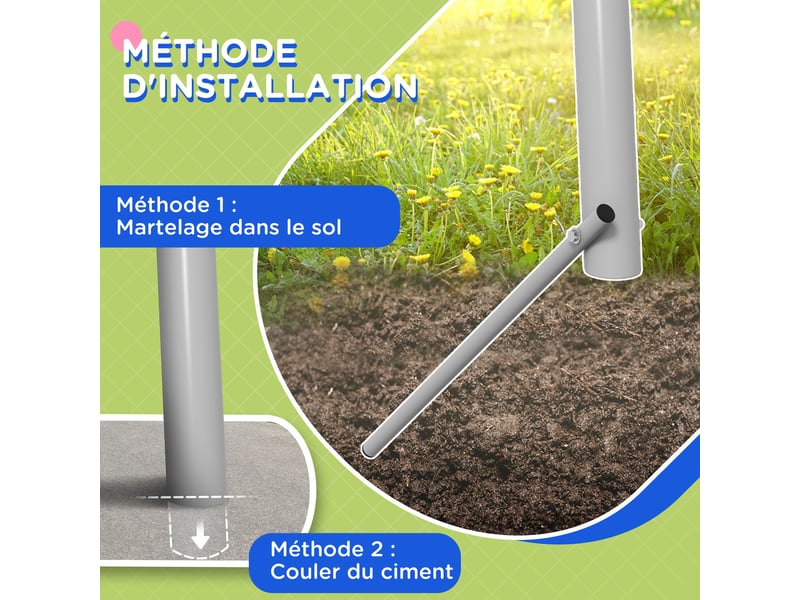  Balançoire 2 agrès portique avec 1 balançoire et face à face 255 x 160 x 180 cm charge max. 135 kg vert gris  - Conforama R