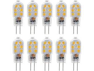 Ampoule led g4 12v, 1w equivalent 10w halogène lampe, pas de scintillement 200lm, blanc chaud 3000k, 360° angle de faisceau, non-dimmab