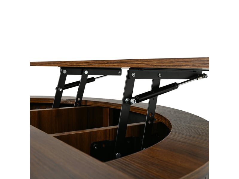  Table basse ronde 88 x 88 x 53,5 cm en mdf avec rangement et plateau relevable noyer chicfurn  - Conforama E