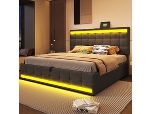 Lit coffre 180x200 cm <strong>COVREO </strong>  <strong></strong> coloris gris
