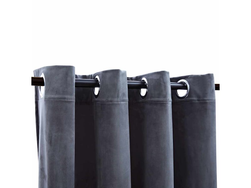  Lot de 2 rideaux occultants, rideaux black-out et anneaux anthracite 137x160cm velours cf44910  - Conforama C