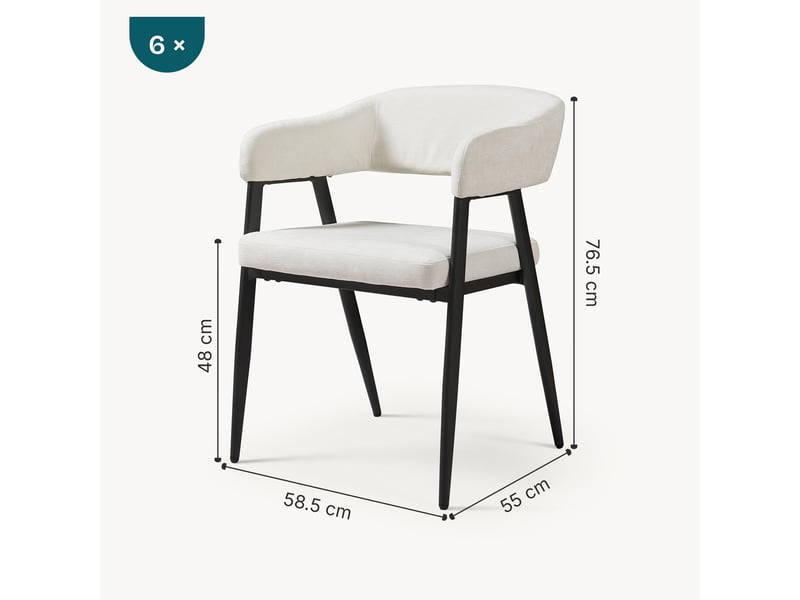 Lot de 6 chaises de salle à manger kohlmand 77 x 59 x 55 cm beige [en.casa]  - Conforama E