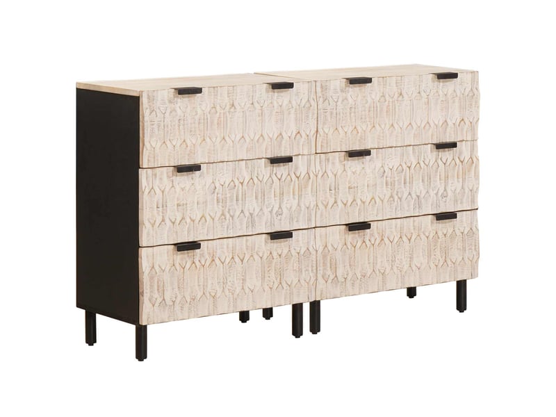  Lot de 2 buffet, meuble de rangement salon 60 x 33 x 75 cm bois de mangue massif  - Conforama A