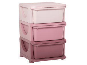 Boîtes de rangement pour enfants, 3 tiroirs, bords arrondis, motif en relief, 37 x 37 x 56,5 cm, rose