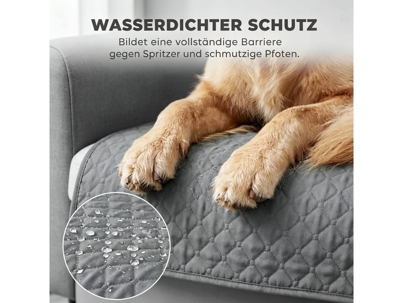  Housse de protection canapé 3 places 306 x 177 cm – gris – imperméable antidérapante avec poches latérales  - Conforama E