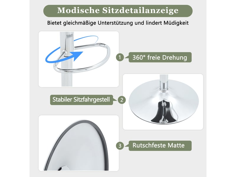  Lot de 2 tabourets de bar réglables,50x37,6x97-118 cm,tissu,gris clair  - Conforama E