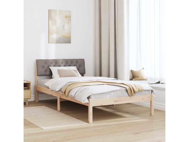  Lit simple- lit adulte -  cadre de lit marron et taupe 100 x 200 cm bois massif en pin  - Conforama C