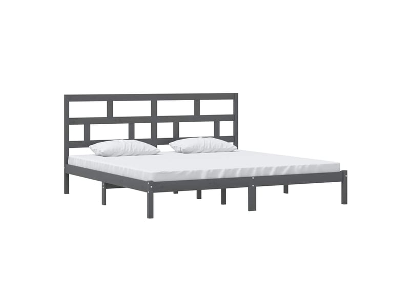  Lit double- lit adulte -  cadre de lit sans matelas gris bois de pin massif 200x200 cm  - Conforama B