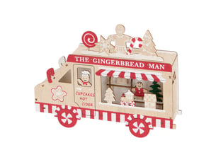 Camion de noël lumineux en bois 3 led l. 28 cm à piles