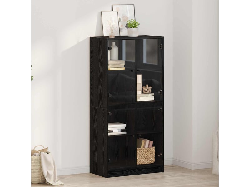  Buffet - haut armoire chêne noir 68 x 37 x 142 cm bois d'ingénierie  - Conforama B