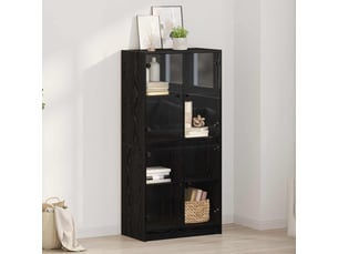 Buffet - haut armoire chêne noir 68 x 37 x 142 cm bois d'ingénierie