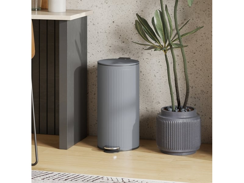  Poubelle à pédale 30 l 36 x 30 x 60,5 cm – gris foncé – fermeture douce, ouverture à 90°  - Conforama B