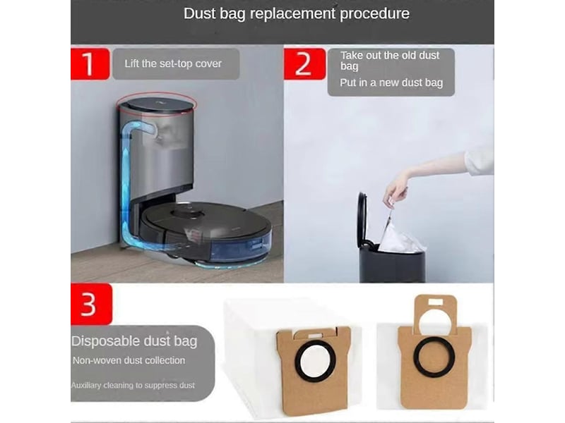  For xiaomi robot vacuum cleaner x10+ mijia omni 1s b101cn dreame s10 s20 pro x10 l10 l10s accessories dust bag 3-pcs  - Conforama B