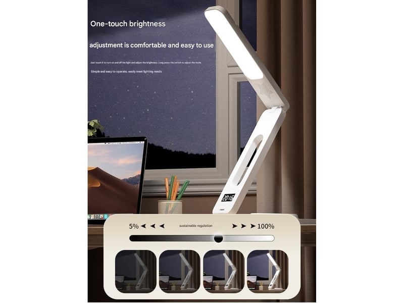 Lampe de bureau led avec horloge connectée, pliable – 3 températures de couleur, commande tactile-bitête-version enfichable  - Conforama D