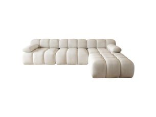 Canapé d'angle compressé droit fixe <strong>BIQZUYA</strong> <strong></strong> 4 places Tissu blanc