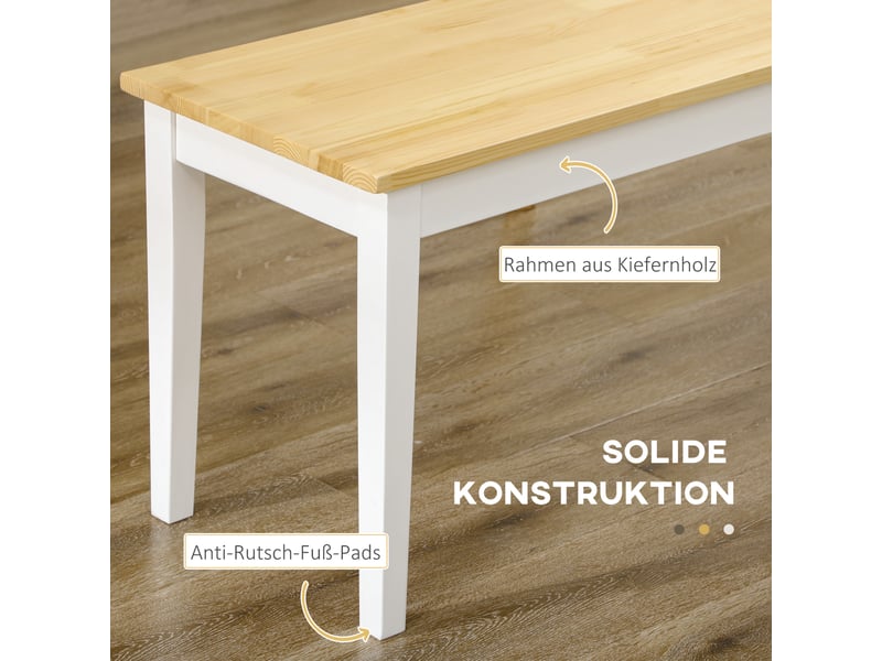  Banc 2 places en pin massif blanc et naturel 102 x 36 x 45 cm  - Conforama E