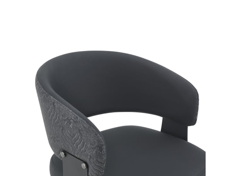  Chaises de salle à manger mid-century – lot 2, fauteuils tonneau rétro, dossier motif, cuir synthétique, pieds robustes  - Conforama D