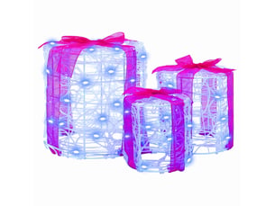 Décoration de boîte cadeau 3 pc bleu 20 x 20 x 21 cm acrylique cf61907