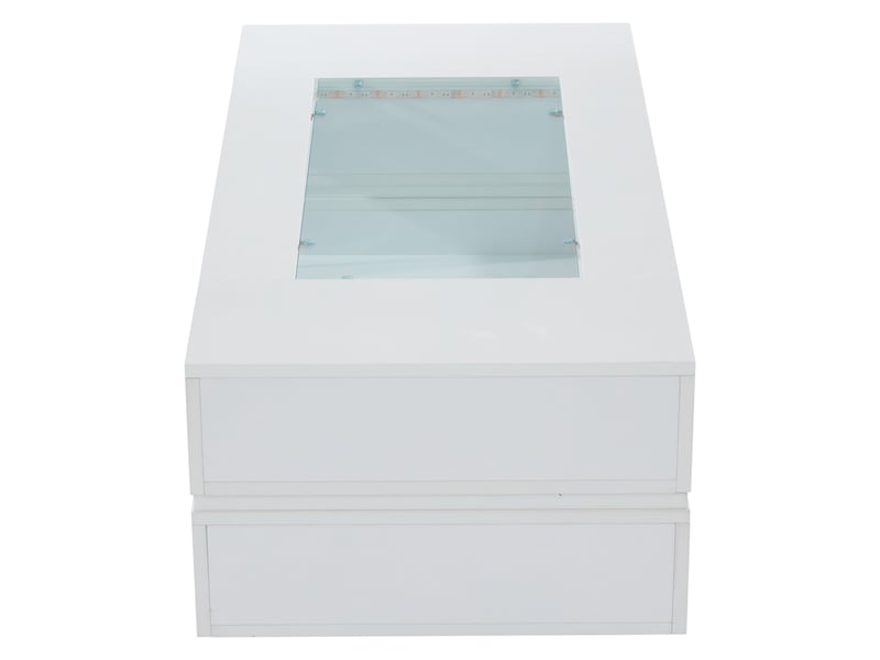  Table basse led blanche avec contrôle par application bluetooth, plateau en verre trempé, table de salon moderne 100x50x35 cm  - Conforama W
