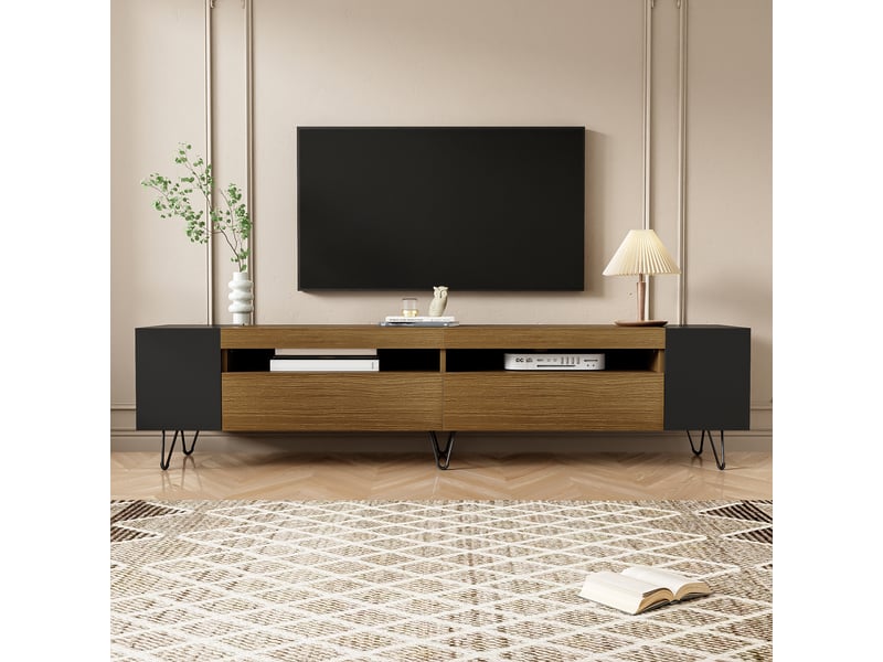  Meuble tv, effet bois, 2 portes, design moderne et élégant pour salon  - Conforama B