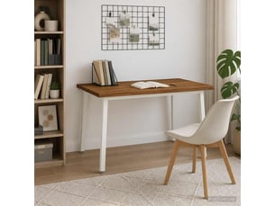 Table à manger moderne 120x80x75 cm bois d'acacia massif naturel et blanc shl96776