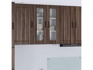 Meuble mural de cuisine, cabinet en verre mural chêne brun 60x31x80cm shl5000