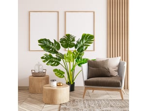 Plante artificielle monstera 110 cm en pot noir, 11 feuilles réalistes, facile d'entretien pour intérieur et extérieur