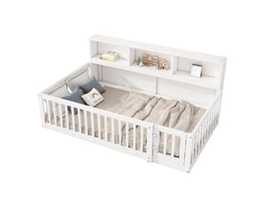 Lit avec rangement 90x200 cm MEUBLIV   coloris blanc