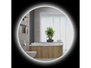 Miroir rond lumineux led de salle de bain ø 60 cm mural avec éclairage interrupteur tactile système antibuée 29 w gris
